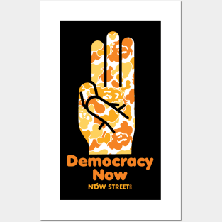 Democracy Now Aimon orange Camo Posters and Art